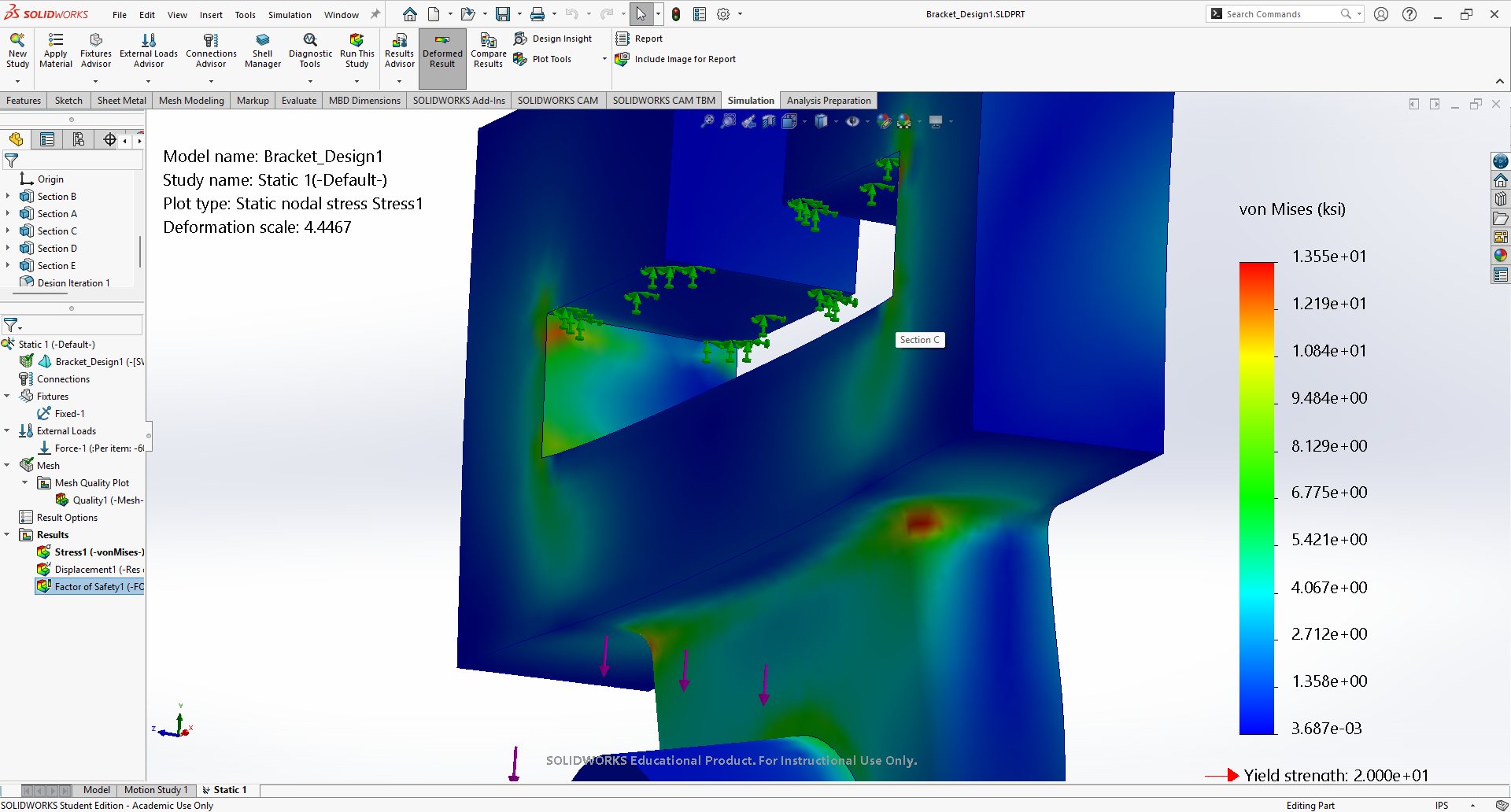 Close Up of Max Stress - Design 2